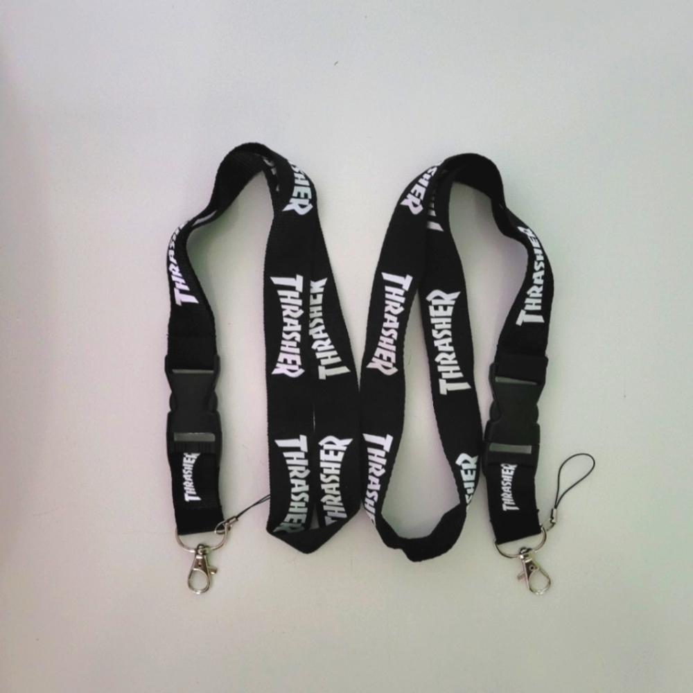 L. Thrasher Black One Size logo Detachable Black Lanyards with Clip (2)